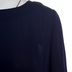 Pre Owned Diane Von Furstenberg Navy Blue Silk Short Sleeve Maggy Top M