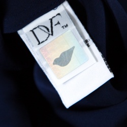 Pre Owned Diane Von Furstenberg Navy Blue Silk Short Sleeve Maggy Top M