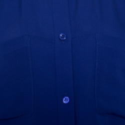 Pre Owned Diane Von Furstenberg Riviera Blue Oversized Silk Karrly Blouse XS