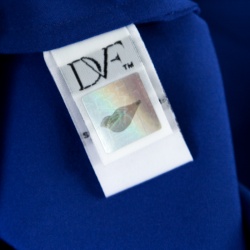 Pre Owned Diane Von Furstenberg Riviera Blue Oversized Silk Karrly Blouse XS