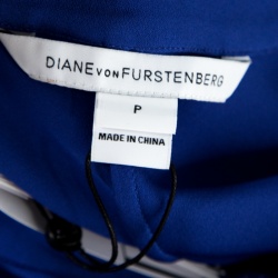 Pre Owned Diane Von Furstenberg Riviera Blue Oversized Silk Karrly Blouse XS