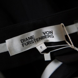 Pre Owned Diane Von Furstenberg Black Wool Cigarette Pants M
