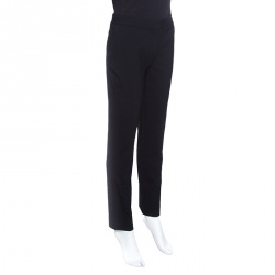 Pre Owned Diane Von Furstenberg Black Wool Cigarette Pants M
