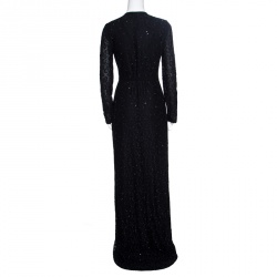 Pre Owned Diane Von Furstenberg Black Embellished Lace Elle Wrap Maxi Dress S 