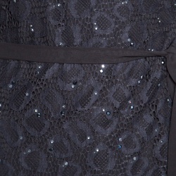 Pre Owned Diane Von Furstenberg Black Embellished Lace Elle Wrap Maxi Dress S 