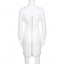 Pre Owned Diane Von Furstenberg White Lace Zarita Scoop Dress L