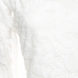 Pre Owned Diane Von Furstenberg White Lace Zarita Scoop Dress L