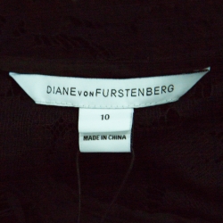 Pre Owned Diane von Furstenberg Black Scalloped Lace Yeva Crop Top L