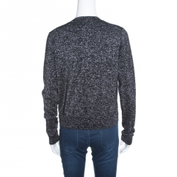 Pre Owned Diane Von Furstenberg Metallic Black Adelyn Cardigan M