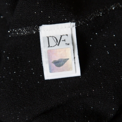 Pre Owned Diane Von Furstenberg Metallic Black Adelyn Cardigan M