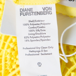 Pre Owned Diane Von Furstenberg Yellow Lace Pencil Skirt M