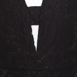 Diane Von Furstenberg Black Lace Plunge Neck Detail Kyara Tux Jumpsuit M