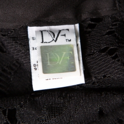 Pre Owned Diane von Furstenberg Black Scalloped Lace Yeva Crop Top L