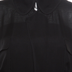Pre Owned Diane Von Furstenberg Black Silk Georgette Utilitarian Blaine Belted Coat L