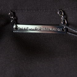 Pre Owned Diane Von Furstenberg Black Silk Georgette Utilitarian Blaine Belted Coat L