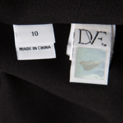 Pre Owned Diane Von Furstenberg Black Silk Georgette Utilitarian Blaine Belted Coat L