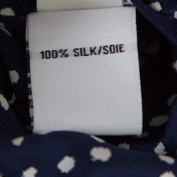 Pre Owned Diane Von Furstenberg Navy Blue and White Dotted Silk Belted Eva Jumpsuit XL