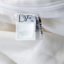 Pre Owned Diane Von Furstenberg Ivory and Gold Embroidered Tulle Plunge Neck Vivanette Goddess Gown M