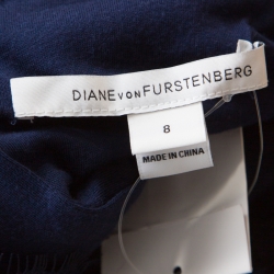 Pre Owned Diane Von Furstenberg Navy Blue Zarita Lace Dress M