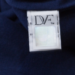 Pre Owned Diane Von Furstenberg Navy Blue Lace Zarita Long Sleeve Dress M