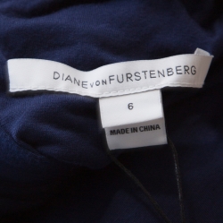 Pre Owned Diane Von Furstenberg Navy Blue Lace Zarita Long Sleeve Dress M