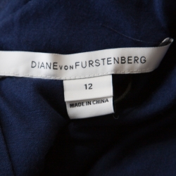 Pre Owned Diane Von Furstenberg Navy Blue Zarita Lace Dress M