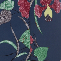 Pre Owned Diane von Furstenberg Indigo Blue Floral Print Silk Wide Leg Trousers S