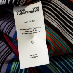 Pre Owned Diane von Furstenberg Multicolor Striped Silk Maxi Shirt Dress S