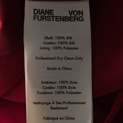 Pre Owned Diane Von Furstenberg Red Silk Asymmetrical Side Slit Gown XL