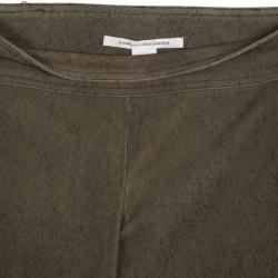 Pre Owned Diane Von Furstenberg Olive Gretel Weathered Leather Pants XS