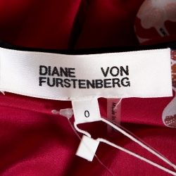Pre Owned Diane von Furstenberg Red Silk Paneled Bias Floor Length Dress XS