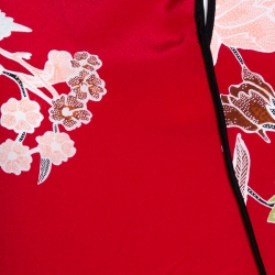 Pre Owned Diane von Furstenberg Red Silk Paneled Bias Floor Length Dress XS