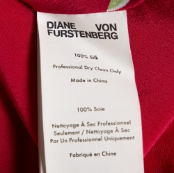 Pre Owned Diane von Furstenberg Red Silk Paneled Bias Floor Length Dress XS