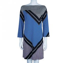 Pre Owned Diane Von Furstenberg Ruri Striped Shift Dress XL