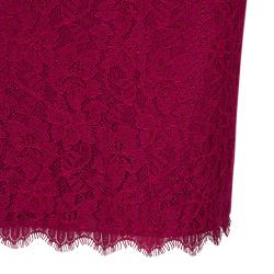 Pre Owned Diane Von Furstenberg Burgundy Zarita Lace Dress L