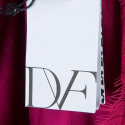 Pre Owned Diane Von Furstenberg Burgundy Zarita Lace Dress L