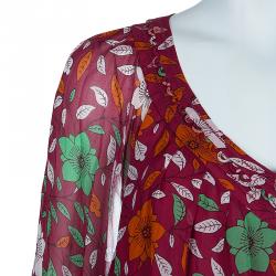 Pre Owned Diane Von Furstenberg Floral Print Davi Top L