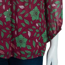 Pre Owned Diane Von Furstenberg Floral Print Davi Top L