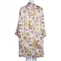 Pre Owned Diane Von Furstenberg Cream Printed Layla Dress XL