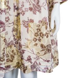 Pre Owned Diane Von Furstenberg Cream Printed Layla Dress XL