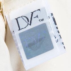 Pre Owned Diane Von Furstenberg Cream Printed Layla Dress XL