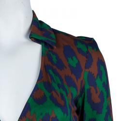 Pre Owned Diane von Furstenberg Multicolor Animal Print Savannah Wrap Dress XS