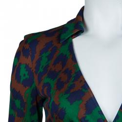 Pre Owned Diane von Furstenberg Multicolor Animal Print Savannah Wrap Dress XS