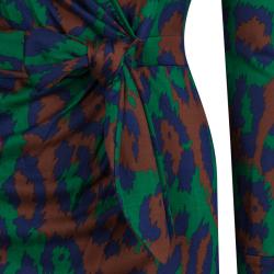 Pre Owned Diane von Furstenberg Multicolor Animal Print Savannah Wrap Dress XS