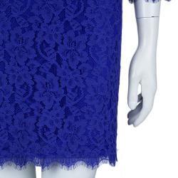 Pre Owned Diane Von Furstenberg Cobalt Blue Zarita Lace Dress M