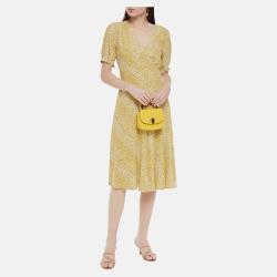 Pre Owned Diane Von Furstenberg Yellow Printed Viscose Knee Length Dress XXL (US 14)