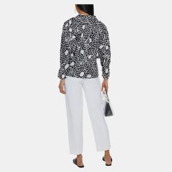 Pre Owned Diane Von Furstenberg Black/White Printed Cotton Blouse S (US 4)