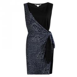 Pre Owned Diane Von Furstenberg Black Silk Tie Detail Dhalia Dress XL