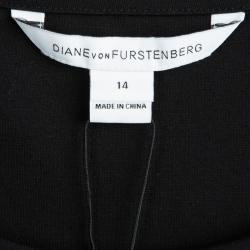 Pre Owned Diane Von Furstenberg Black Silk Tie Detail Dhalia Dress XL