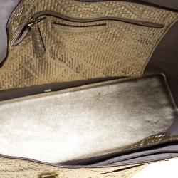 Pre Owned Diane Von Furstenberg Metallic Gold Quilted Leather Ready to Go Tote